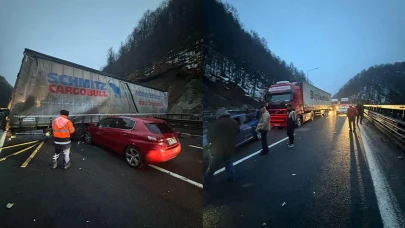 Bolu Dağı'nda makas atan TIR'a otomobil çarptı!