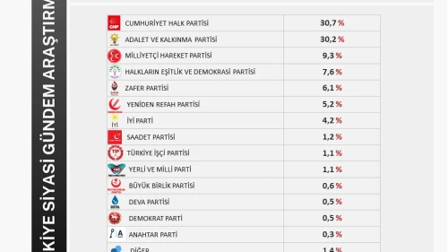 PİAR Araştırma’nın yayınladığı son ankette Yerli ve Milli Parti’nin oylarında artış dikkat çekti