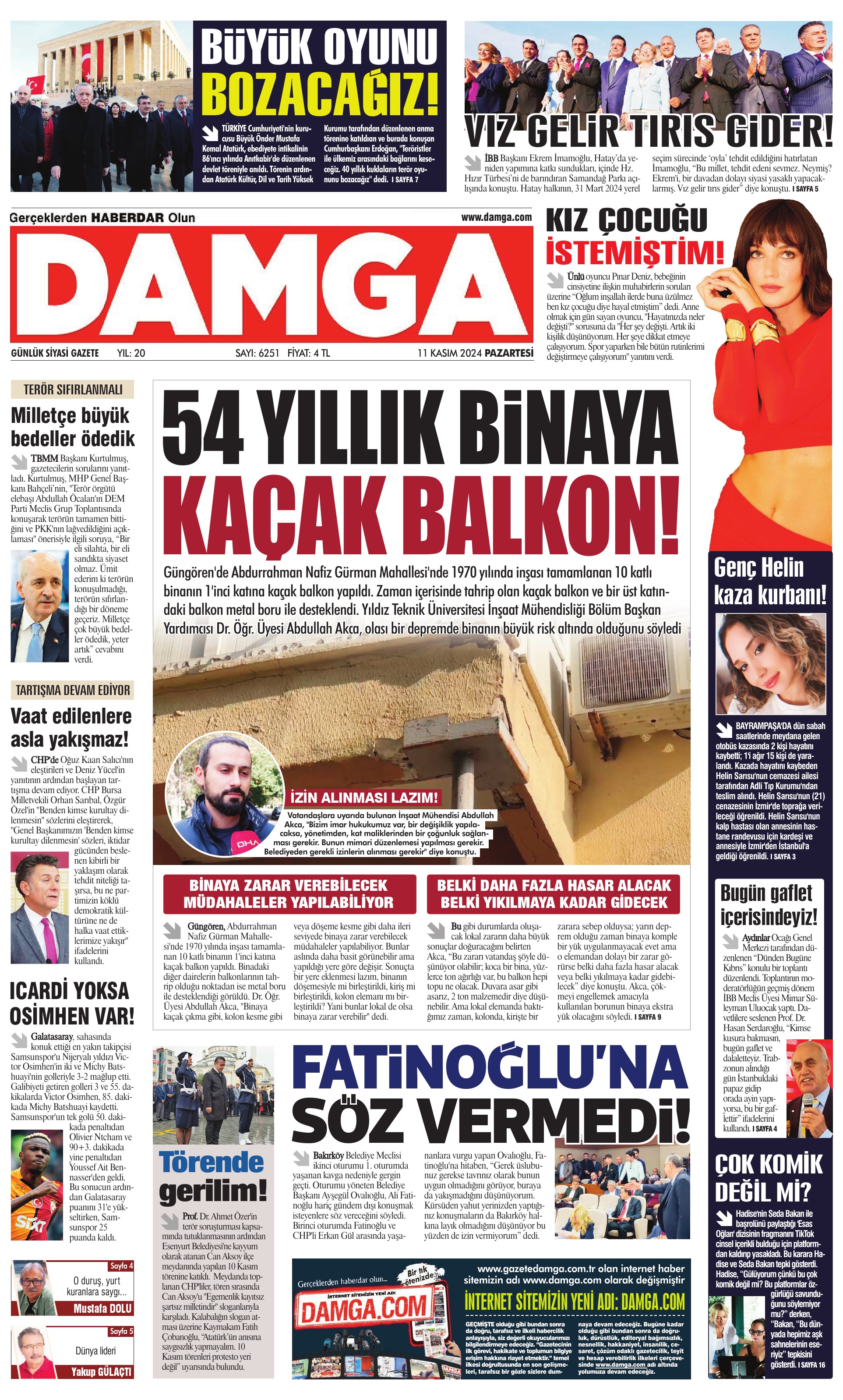 https://www.damgagazetesi.com/DAMGA 11 Kasım 2024 Pazartesi Sayfaları